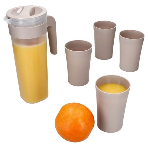 MamboCat Togo 5-teiliges Krug Set | 1x Kunststoff-Krug mit Deckel & 4x Becher | stapelbar & leicht | ideal für Picknick, Camping, Garten & Alltag MamboCat Togo 5-teiliges Krug Set | 1x Kunststoff-Krug mit Deckel & 4x Becher | stapelbar & leicht | ideal für Picknick, Camping, Garten & Alltag von MamboCat