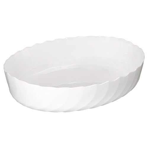 MamboCat Trianon Auflaufform oval groß I 3 Liter I Weiße Backform aus Glas mit Relief I (LxBxH) 37 x 28,5 x 8,5cm I Ofenform für Lasagne, Tiramisu, Gratin, Kuchen & Co I Bratform, Bräter von MamboCat