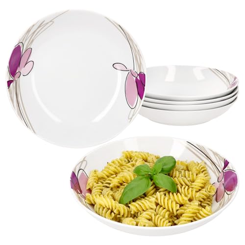 MamboCat Viola 6er Set Suppenteller I 450ml I Porzellan-Geschirr mit Blumen-Dekor für 6 Personen I Tiefe Teller für Salat, Suppe, Müsli, Pasta & Co. MamboCat Viola 6er Set Suppenteller I 450ml I Porzellan-Geschirr mit Blumen-Dekor für 6 Personen I Tiefe Teller für Salat, Suppe, Müsli, Pasta & Co. von MamboCat