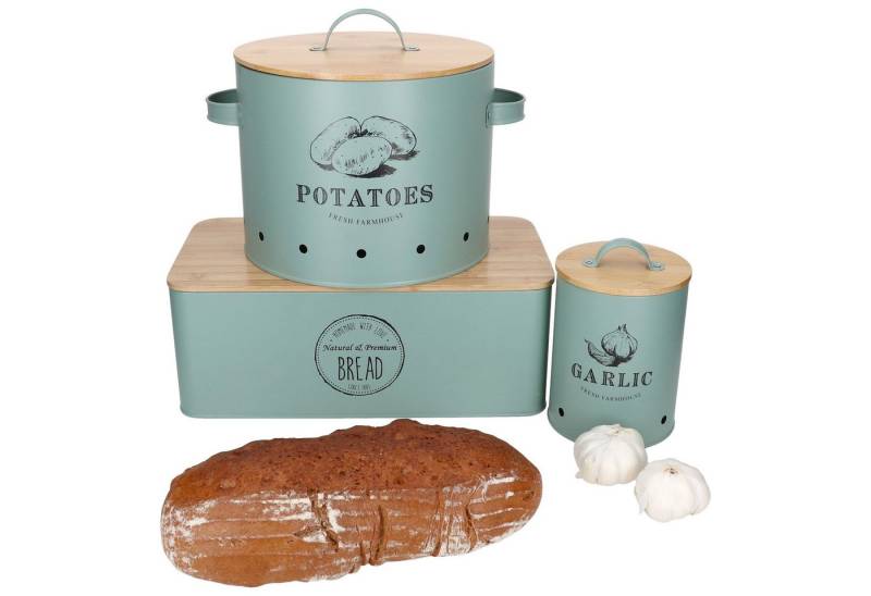MamboCat Vorratsglas 3tlg Set Vorratsdosen Fresh Brotkasten Knoblauch- & Kartoffeltopf, Metall MamboCat Vorratsglas 3tlg Set Vorratsdosen Fresh Brotkasten Knoblauch- & Kartoffeltopf, Metall von MamboCat