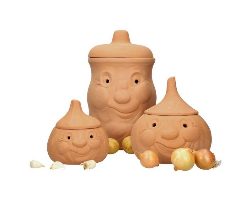 MamboCat Vorratsglas 3tlg. Terrakotta Set Knoblauchtopf + Zwiebeltopf + Kartoffeltopf, Steingut MamboCat Vorratsglas 3tlg. Terrakotta Set Knoblauchtopf + Zwiebeltopf + Kartoffeltopf, Steingut von MamboCat