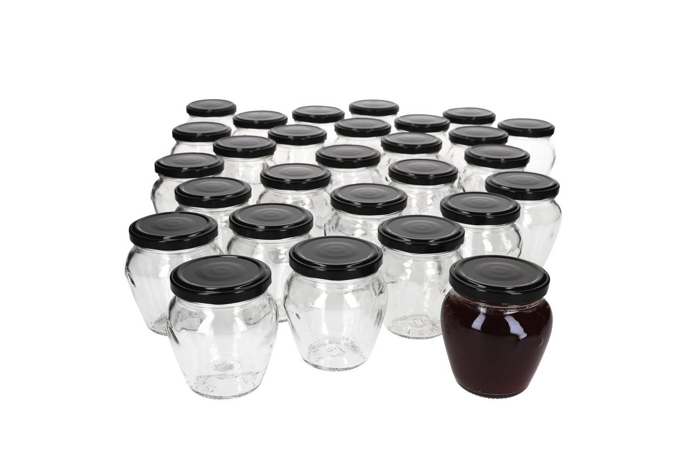 MamboCat Vorratsglas 75er Set Marmeladenglas Vaso Orcio 212ml + To63 Deckel Schwarz, Glas von MamboCat