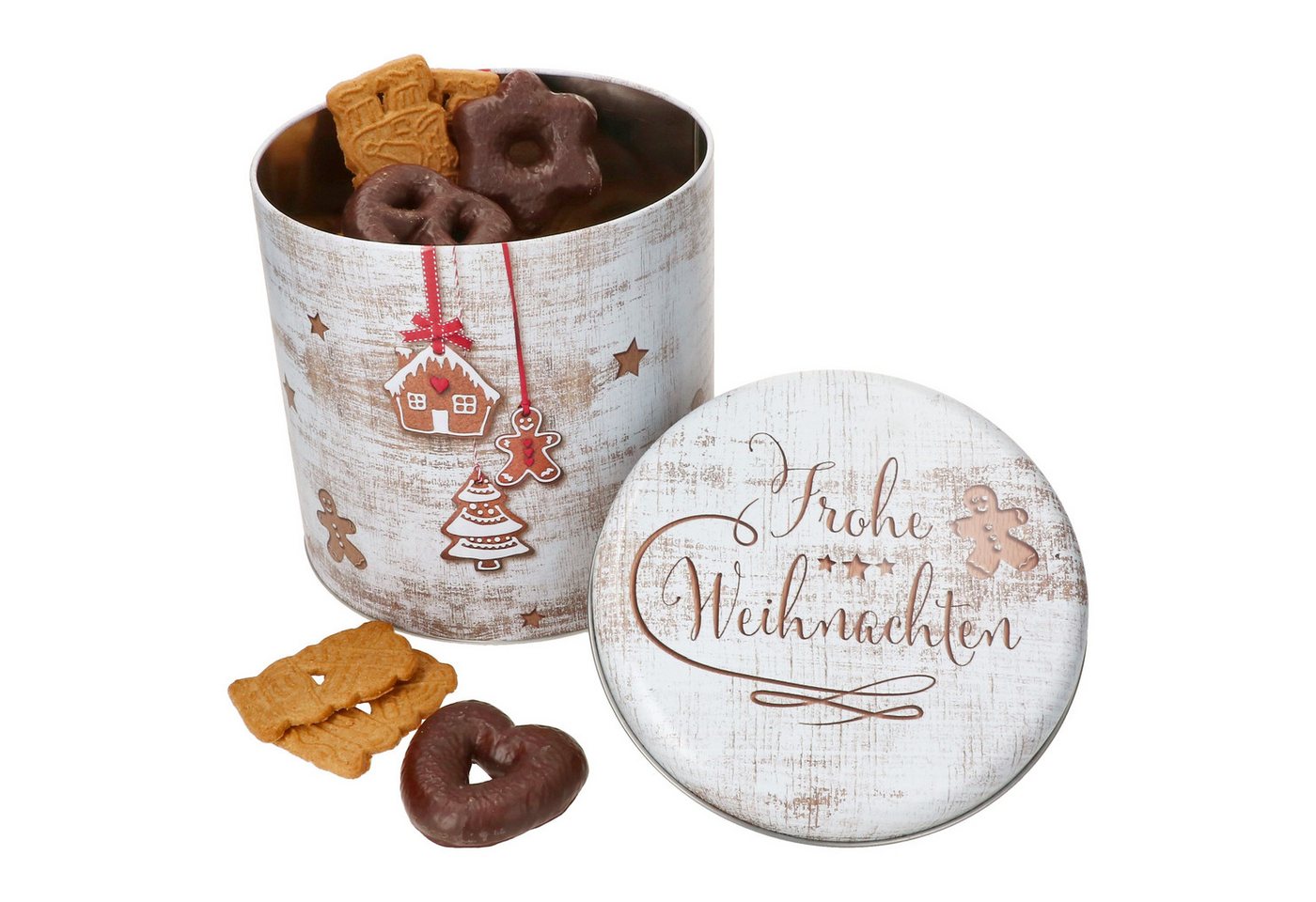 MamboCat Vorratsglas Gebäckdose Frohe Weihnachten rund H20,3cm Metall Plätzchenbox, Metall von MamboCat