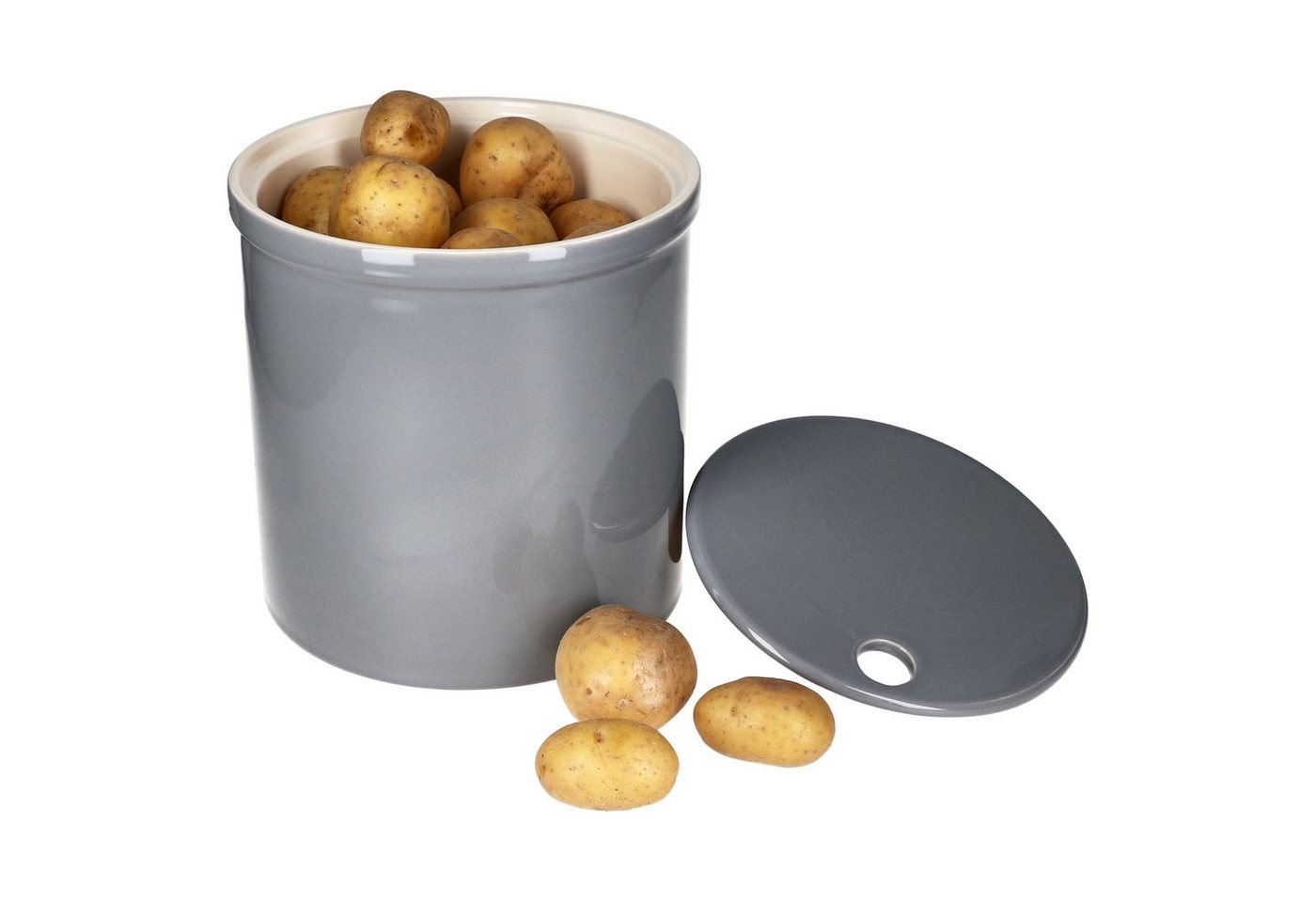 MamboCat Vorratsglas Oskar Vorratsdose Grau Kartoffeltopf mit Deckel Aufbewahrungsbox Ton, Ton von MamboCat