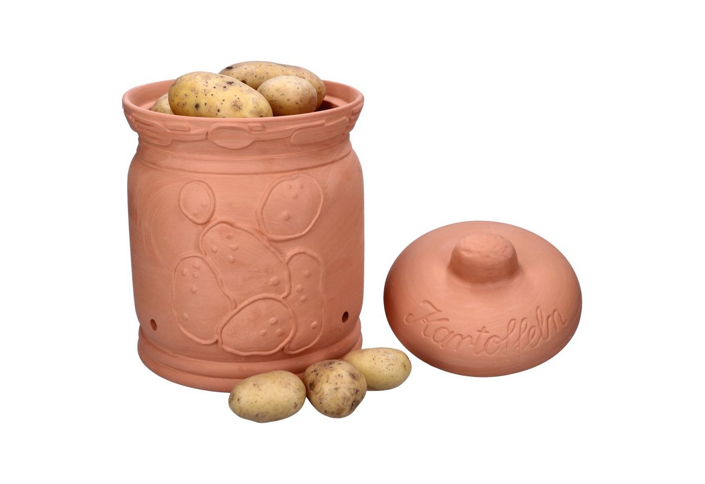 MamboCat Vorratsglas Terra Kartoffeltopf mit Deckel Ø 19,3cm Terrakotta Aufbewahrungsbox, Ton von MamboCat