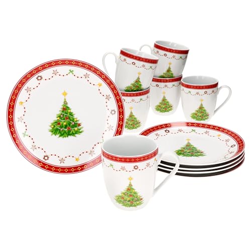 MamboCat Weihnachtstraum 12tlg Frühstücksset I Je 6X kleine Frühstücksteller & Kaffeebecher 340ml für 6 Personen mit Weihnachtsdekor I Porzellan-Geschirr für Weihnachten, Advent & Nikolaus MamboCat Weihnachtstraum 12tlg Frühstücksset I Je 6X kleine Frühstücksteller & Kaffeebecher 340ml für 6 Personen mit Weihnachtsdekor I Porzellan-Geschirr für Weihnachten, Advent & Nikolaus von MamboCat