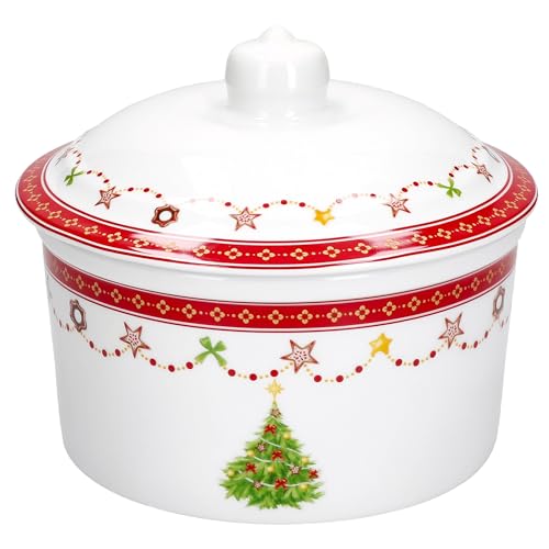 MamboCat Weihnachtstraum Gebäckdose mit Deckel I 960ml I runde Keksbox mit Weihnachtsdekor I Vorratsdose aus Porzellan für Gebäck & Plätzchen I für Weihnachten, Nikolaus, Advent, Christmas MamboCat Weihnachtstraum Gebäckdose mit Deckel I 960ml I runde Keksbox mit Weihnachtsdekor I Vorratsdose aus Porzellan für Gebäck & Plätzchen I für Weihnachten, Nikolaus, Advent, Christmas von MamboCat
