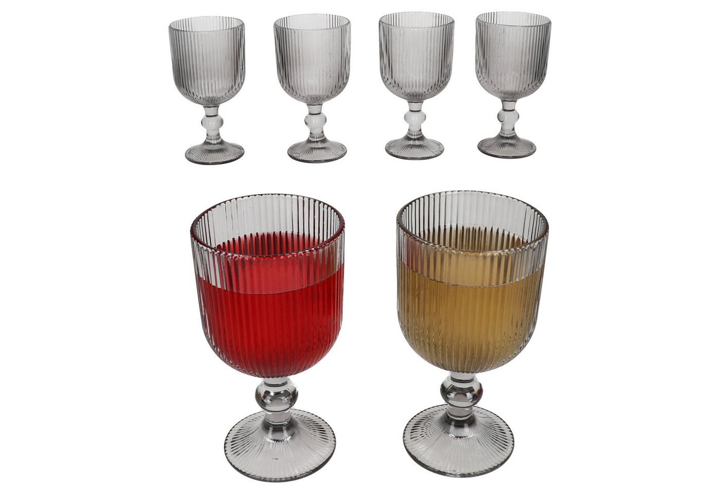 MamboCat Weinglas Agata 6x Rotweingläser grau 290ml Glas Relief Weißwein-Kelch Rotwein, Glas MamboCat Weinglas Agata 6x Rotweingläser grau 290ml Glas Relief Weißwein-Kelch Rotwein, Glas von MamboCat