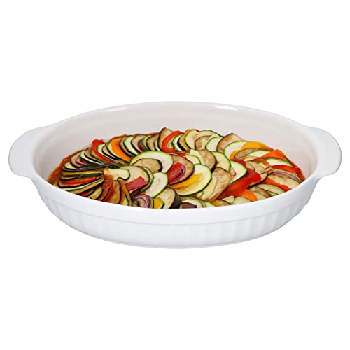 MamboCat ovale Auflaufform mit Griffen I Brotbackform 1,8l Keramik Bräter backofengeeignet I Pasta Servierschale weiß feuerfeste Ofenform Lasagne I Antipastischale I Ofen Kasserolle Cazuela 36 cm von MamboCat