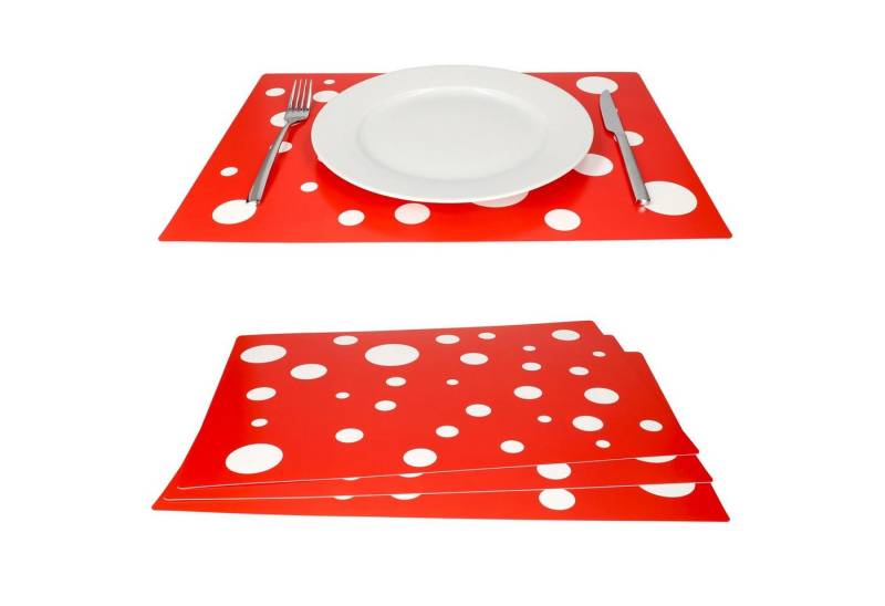 MamboCat Platzset 4er Set Tischset rot mit weißen Punkten 45 x 32 cm von MamboCat