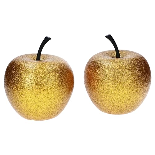 MamboCat Pottery Pots 2er Set Apfel in Gold Größe XS I Glitzern & schimmernd I Ø 14,5 & Höhe 17 cm I wetterfeste Deko für Haus & Garten I Accessoire aus Fiberglas, Fiberstone I Herbst, Weihnachten von MamboCat