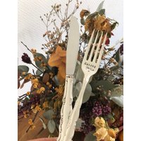 Paar Vintage-Besteck - Personalisiert Mit Handgravur 1 Messer & Gabel Besteck-Duo von Mameez