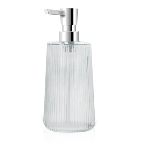 Mamiddle Moderne Seifenspender Glas Spülmittelspender Transparent 250ml Seifenspender Bad für Badezimmer, Arbeitsplatte, Küche, Soap Dispenser mit Pumpspender (Transparent 1 Stück) von Mamiddle