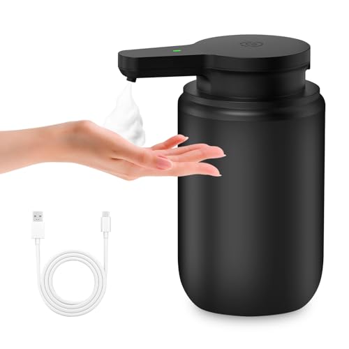 Mamiddle Seifenspender Automatisch ABS mit Sensor Infrarot Schaumseifenspender Elektrischer IPX5 Wasserdicht USB-C Aufladung mit Sensor Infrarot Bewegungssensor für Küche & Bad (Schwarz - ABS) von Mamiddle