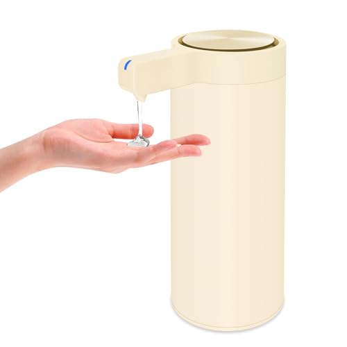 Mamiddle Seifenspender Automatisch Edelstahl mit Sensor Infrarot Seifenspender Elektrischer IPX5 Wasserdicht USB-C Aufladung mit Sensor Infrarot Bewegungssensor für Küche & Bad (Elfenbein) von Mamiddle