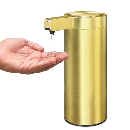 Mamiddle Seifenspender Automatisch Edelstahl mit Sensor Infrarot Seifenspender Elektrischer IPX5 Wasserdicht USB-C Aufladung mit Sensor Infrarot Bewegungssensor für Küche & Bad (Gold) von Mamiddle