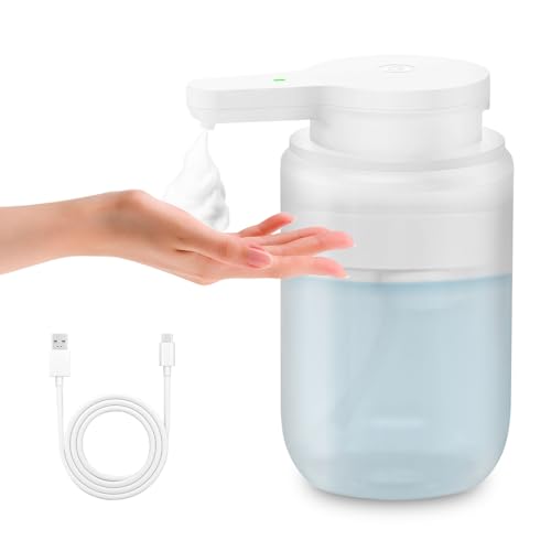 Mamiddle Seifenspender Automatisch mit Sensor Infrarot Seifenspender Elektrischer IPX5 Wasserdicht USB-C Aufladung für Küche & Bad (Transluzentes Weiß - Schaumtyp) von Mamiddle