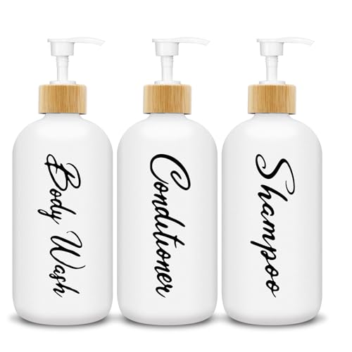 Seifenspender Set 500ml Seifenspender Glas Spülmittelspender Shampoo Spender Soap Dispenser für Küche und Dusche (Weiß) von Mamiddle