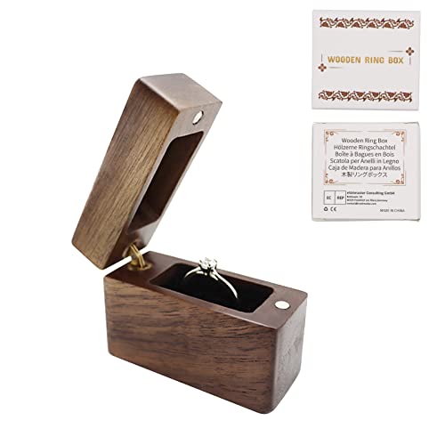 Walnuss Holz Ring Box Samt Soft Interieur Halterung Ohrringe Schmuck aus Holz Präsentation Box Fall für Vorschlag Verlobung Hochzeit Zeremonie (Feuerzeug) von Mamiddle