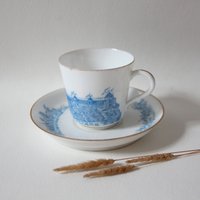 Vintage Porzellantasse/Blau Weiß "Souvenir Exposition Universelle 1878" Tee-Kaffee-Service/Frankreich Paris Wissenschaften/Home Decor Kollektion von MamieBrocante