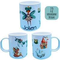 Personalisierte Kunststoffbecher Kinder Tasse - Becher Wunschname 72 Designs 180Ml 320Ml Feen Einhorn Drache Schloss von Mamikes