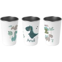Trinkbecher Für Kinder, Personalisierte Edelstahl Becher, Wunschname, 72 Designs, 400Ml - 75.dinosause, Jungs, Mädchen, Dinosaurier, Uhrzeit von Mamikes