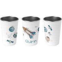 Trinkbecher Für Kinder - Personalisierte Edelstahl Becher Wunschname 72 Designs 400Ml 61.raketen Weltraum, Astronaut, Planeten von Mamikes
