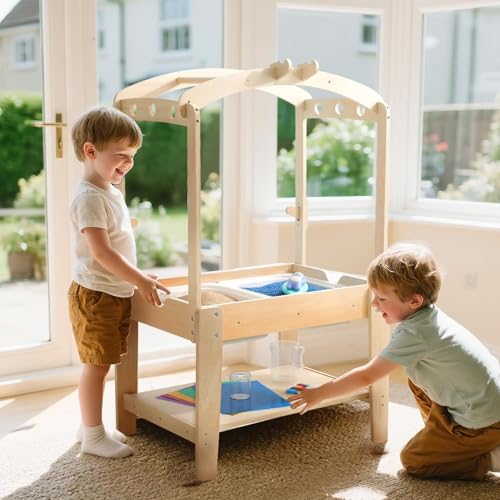 Mamimami Home Spieltisch,Sandtisch, Wassertisch Geeignet für eine Vielzahl von Szenarien, Küchen-Spielzeugsets, Kinder-Lehrmittel, mit Deckel, Regalen und Verstellbaren Fächern, für Kinder ab 3 Jahr von Mamimami Home