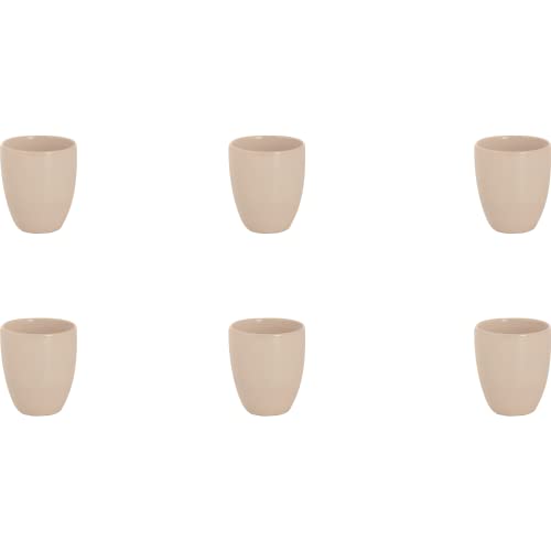 Mammoet Spirit Kaffeebecher ohne Henkel â€“ 6er-Set, Steingut, 10 cm hoch, 0,30 L, crème weiß, Seidenglanz, handwerkliche Form, für heiße und kalte Getränke, stapelbar, spülmaschinenfest von Mammoet