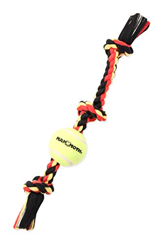 Mammoth Flossy Chews Color 3 Knoten Tug w/Standard Tennisball - Premium Baumwoll-Poly Zerrspielzeug für Hunde - Interaktiv - Seil Hundespielzeug für mittelgroße Hunde - 50,8 cm Mammoth Flossy Chews Color 3 Knoten Tug w/Standard Tennisball - Premium Baumwoll-Poly Zerrspielzeug für Hunde - Interaktiv - Seil Hundespielzeug für mittelgroße Hunde - 50,8 cm von Mammoth Pet Products