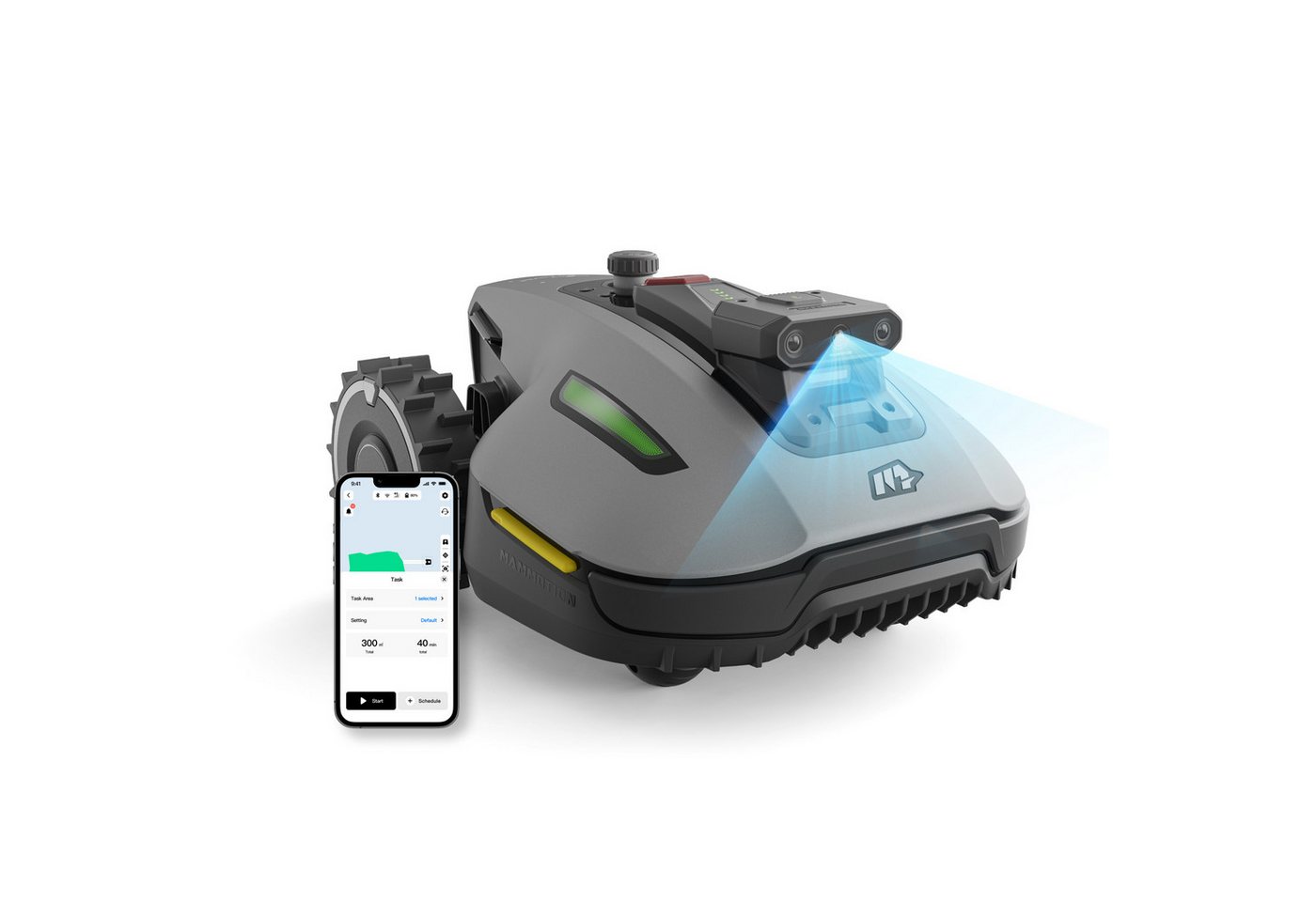 Mammotion Rasenmähroboter YUKA Mini Vision, bis 700 m² Rasenfläche, (Kein RTK erforderlich, mit 4G-Modul, Triple-Cam AI Vision Navigation), Automatische Kartierung, Hindernisvermeidung, Routenplanung, App von Mammotion