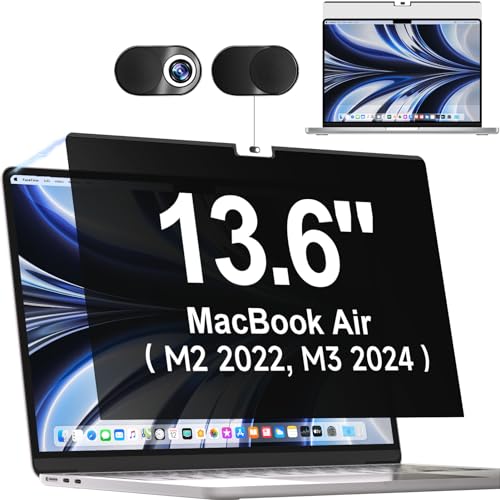 Magnetischer Blickschutzfilter für Apple MacBook Air 13,6 Zoll 2022 Model A2681, 13.6" M2 Chip Abnehmbar Anti Glare Blaulicht Laptop Blickschutzfolie Mac Privacy Screen Blickschutzfolie Sichtschutz von Mamol