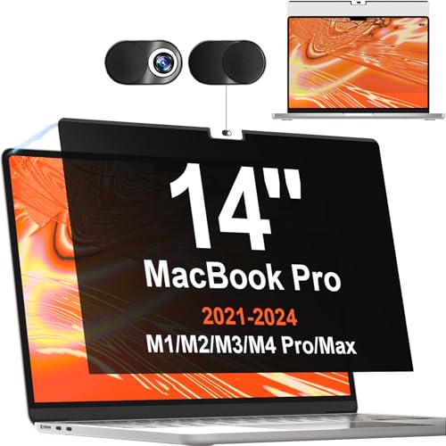 Magnetischer Blickschutzfilter für Apple MacBook Pro 14 Zoll(2021-2023, M1, M2) A2442/A2779, 14.2" Abnehmbar Anti Glare Blaulicht Laptop Blickschutzfolie Mac Privacy Screen Blickschutzfolie von Mamol