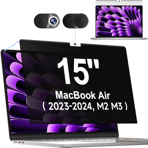 Magnetischer Blickschutzfilter für Apple MacBook Air 15 Inch (2023-2025, M2/M3/M4 Chip, Abnehmbar Blaulicht Privacy Screen Blickschutzfolie Sichtschutzfilter Sichtschutzfolie Privacy Schutz von Mamol