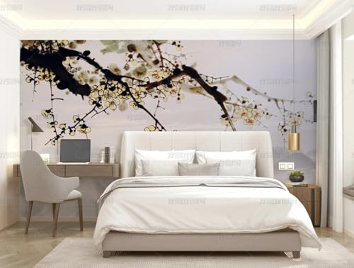 Fototapete 3D Effekt 3D Tapete Pflaumenblüte Chinesische Malerei Fototapete Wandgemälde Vlies Wohnzimmer Schlafzimmer Flur Wanddekoration 200(W) X140(H) Cm von ManFototapete