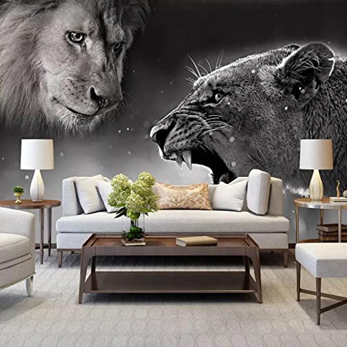 Fototapete 3D Effekt Tier Tiger Löwe Leopard Fototapete Vlies Wandbild Wohnzimmer Schlafzimmer Wanddekoration 250(W) X175(H) Cm von ManFototapete