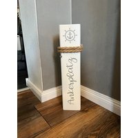 Ankerplatz Poller Dekosäule Weiß Grau Windrose Kompass Holz Anker Stele Dalben Gartendeko Maritim Heimathafen Balken Holzdeko von Manapal