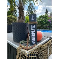 Heimathafen Ankerplatz Dekosäule Poller Holz Anker Stele Dalben Gartendeko Maritim von Manapal