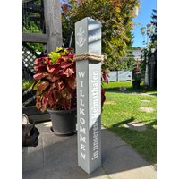 Willkommen in Unserem Heimathafen Poller Anker Grau Moin Gartendeko Dekoration Garten Manapal Maritime Deko von Manapal