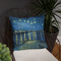 Van Gogh Gifts Starry Night Over The Rhone Basic Kissen Van Gogh Gifts Starry Night Over The Rhone Basic Kissen von ManbirdDesign