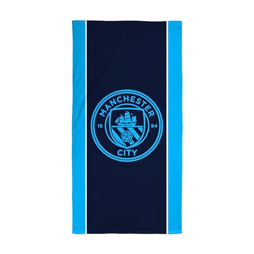 Manchester City FC Offizielles Handtuch von Character World, super weiches Gefühl, Fußballclub-Design, perfekt für Zuhause, Bad, Strand und Schwimmbad, Einheitsgröße, 75 cm x 150 cm, 100% Baumwolle von Character World
