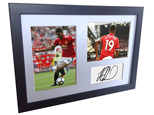 Unterzeichnet Marcus rashford Manchester United Autogrammkarte fotografiert Bilderrahmen A4 von Manchester United