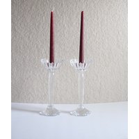 Kristall Kerzenständer/Kristallglas Blume Kerzenhalter 2Er Set von MandBvintage
