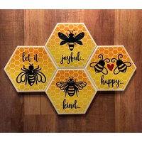 Untersetzer. Bienen Dekor. Honey Bee Keramik Untersetzer Aus Keramik. 4Er Set von MandMRusticsDesigns
