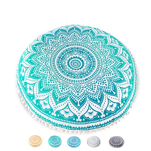 Mandala Life ART Böhmischer runder Kissenbezug - 75 cm - Akzentartikel für Ihr Wohnzimmer, Schlafzimmer, Sitzbereich - Bodenkissenbezug von Mandala Life ART