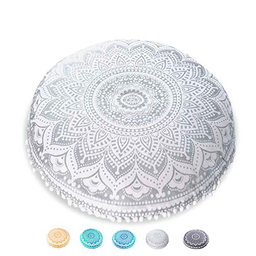 Mandala Life ART Böhmischer runder Kissenbezug - 75 cm - Akzentartikel für Ihr Wohnzimmer, Schlafzimmer, Sitzbereich - Bodenkissenbezug von Mandala Life ART