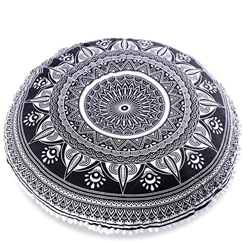 Mandala Life ART Böhmischer runder Kissenbezug - 75 cm - Akzentartikel für Ihr Wohnzimmer, Schlafzimmer, Sitzbereich - Bodenkissenbezug von Mandala Life ART