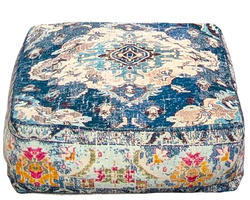 Mandala Life ART Bohemian Yoga Dekor Boden Kissen Pouf mit Füllung - 60x20 cm - Quadratisch Meditation Kissenbezug - Bedruckter Baumwollte Hocker von Mandala Life ART