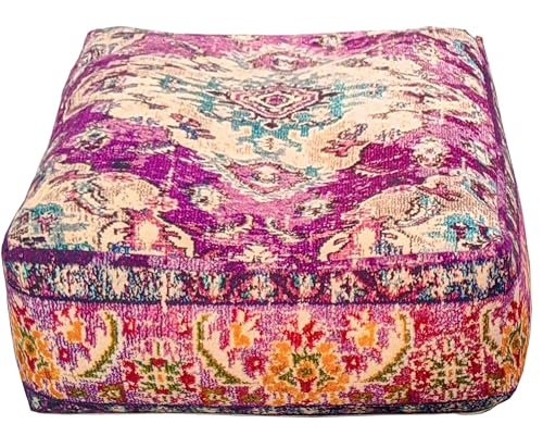 Mandala Life ART Groß Bodenkissen Lila Groß Ottomane Hocker Luxus-Hocker Mit Handwerklichem Raumdekor Orientalische Sitzecke Boho Haustierbett Marrakesch Deko 100% Baumwolle Ungefüllt 60X20Cm von Mandala Life ART