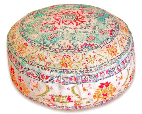 Mandala Life ART Groß Vintage BodenKissen Bezug - Handgefertigter Dekorist Runden Sitzpouf Sitzpuff Sitzhocker Hocker Pouf Ottomane für Wohnzimmer -Ungefüllt 60x20cm von Mandala Life ART